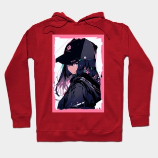 Aesthetic Anime Girl Pink Rosa Black | Quality Aesthetic Anime Design | Chibi Manga Anime Art Hoodie